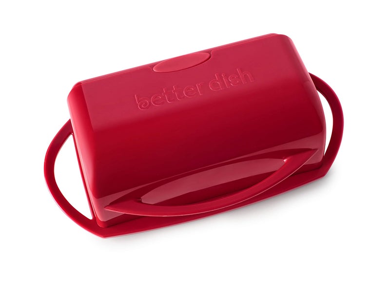 Better Dish طبق زبدة بغطاء قابل للفتح بدون ملعقة (أحمر) - Image 2